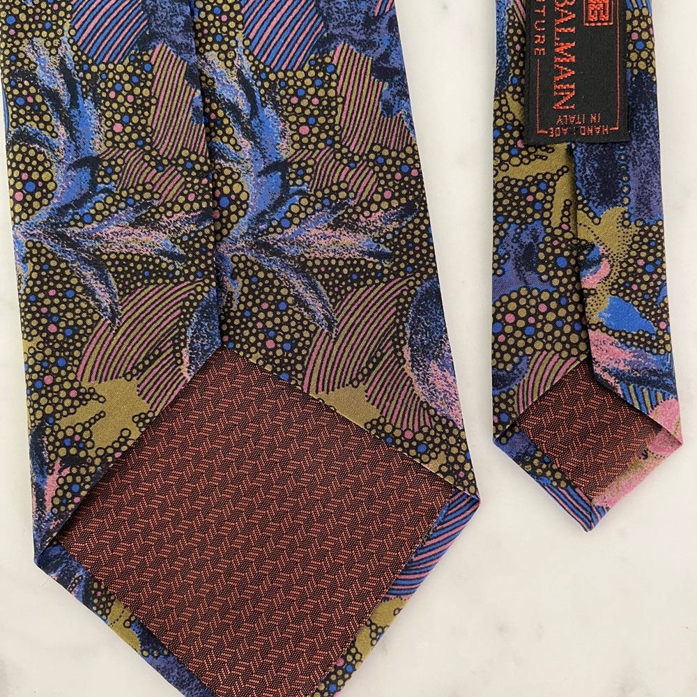 Pierre Balmain Couture Vintage 80s Italian Silk Tie NOS Designer New Old Stock - Picture 8 of 10